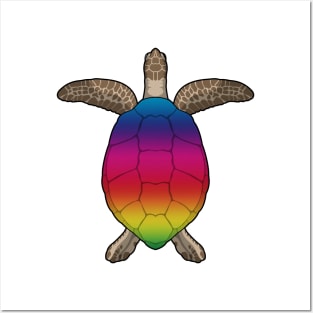 Turtle with Rainbow Colours Posters and Art